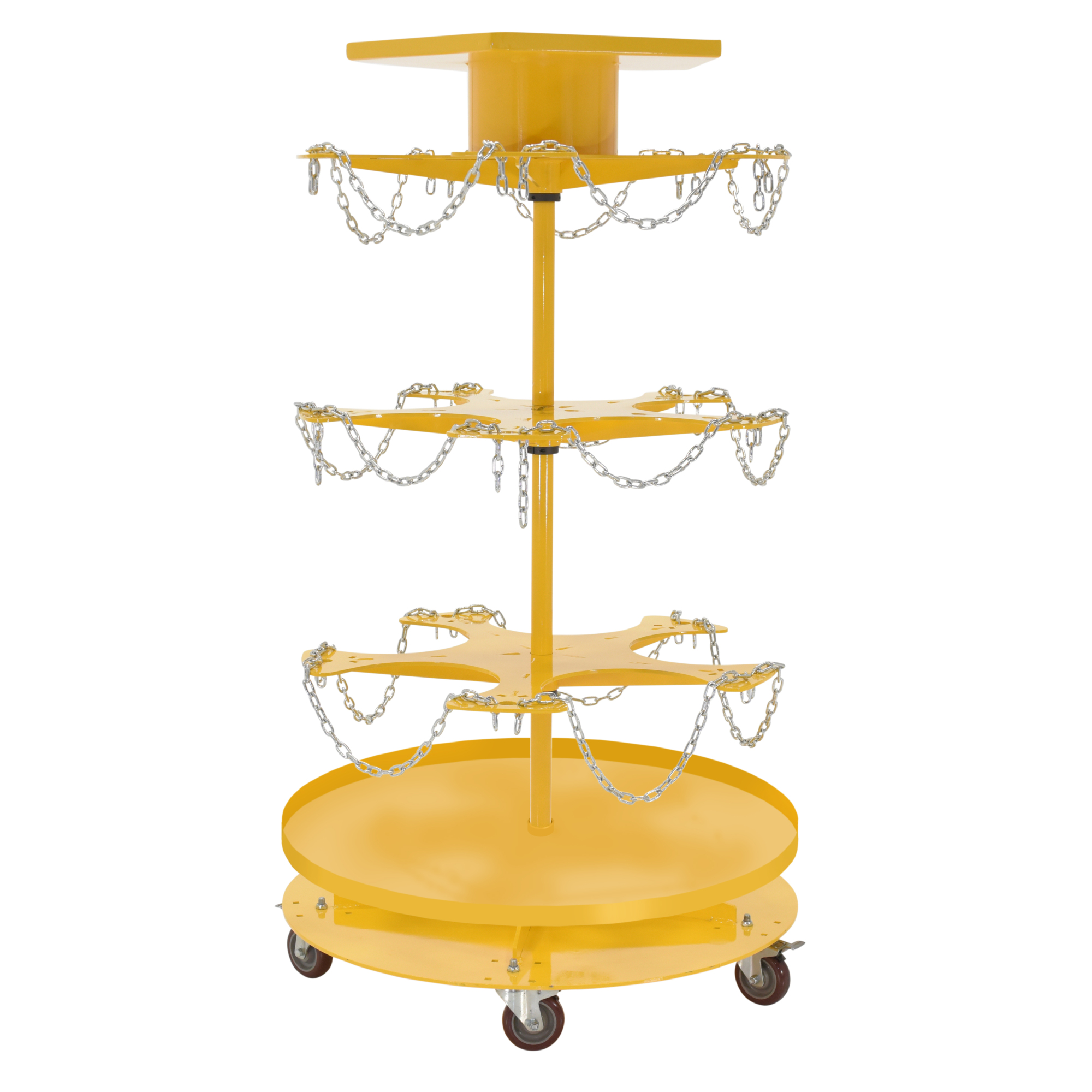 Vestil Steel 5 Gallon Pail Carousel Rack, 15 Pails W/ Casters 350 lbs. Capacity Per Shelf Yellow